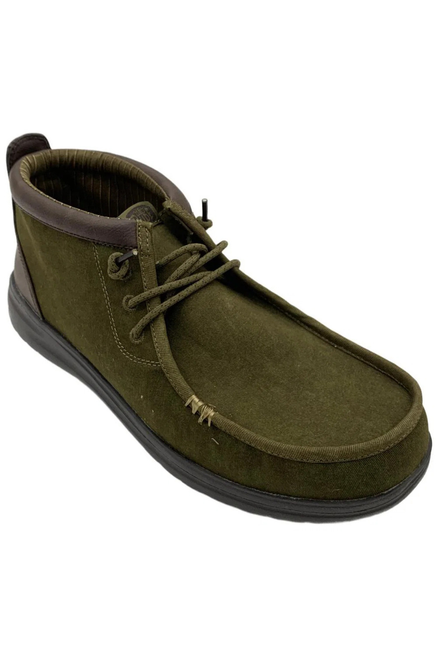 Hey Dude Men's Wally Mid Gripr Vin Classic Dark Olive/Brown - Medium